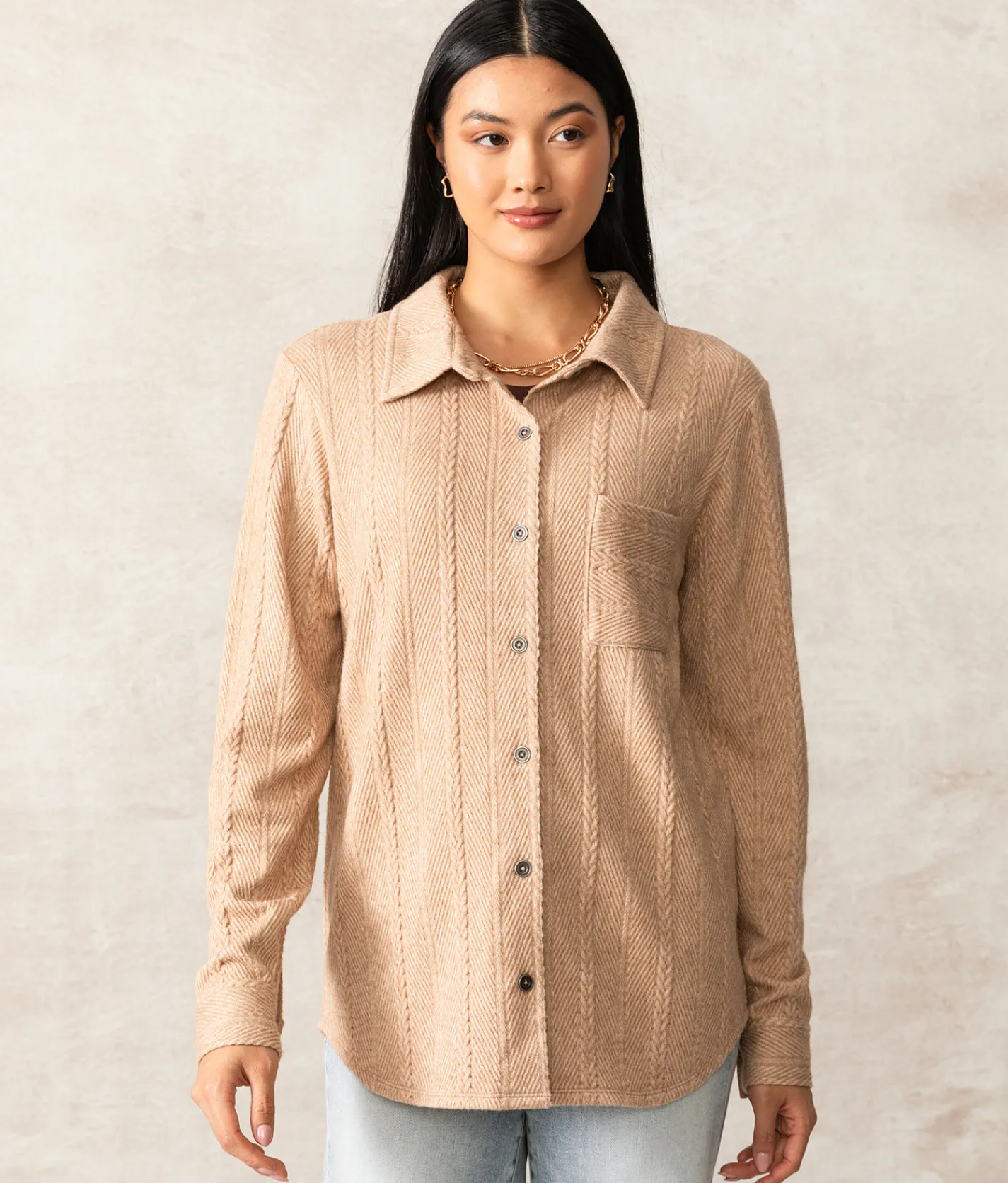 Buckle Black Remmy Brushed Knit Shirt Tan Outlet
