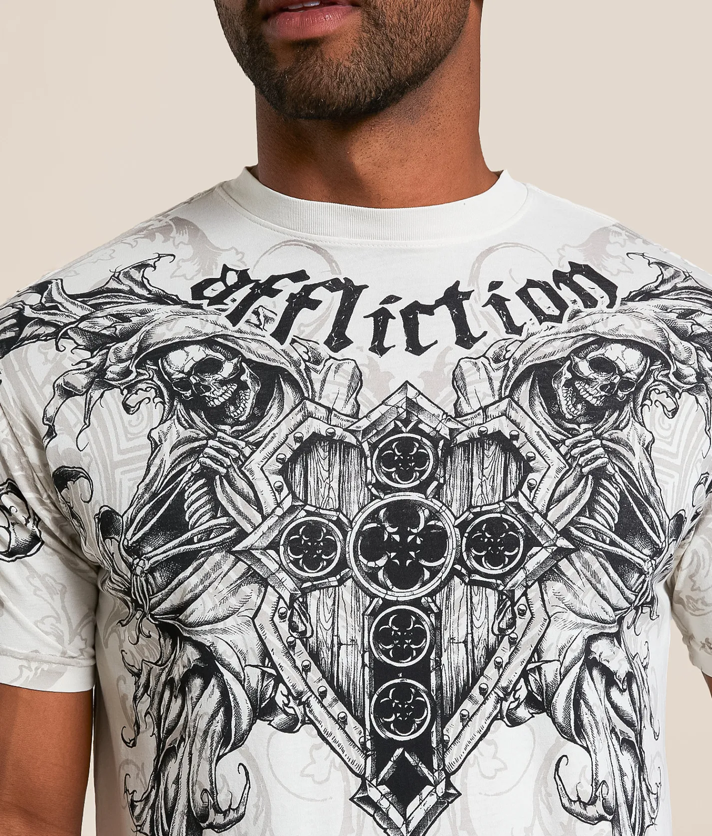 Tops|Graphic T-Shirts | Affliction Repent T-Shirt Off White