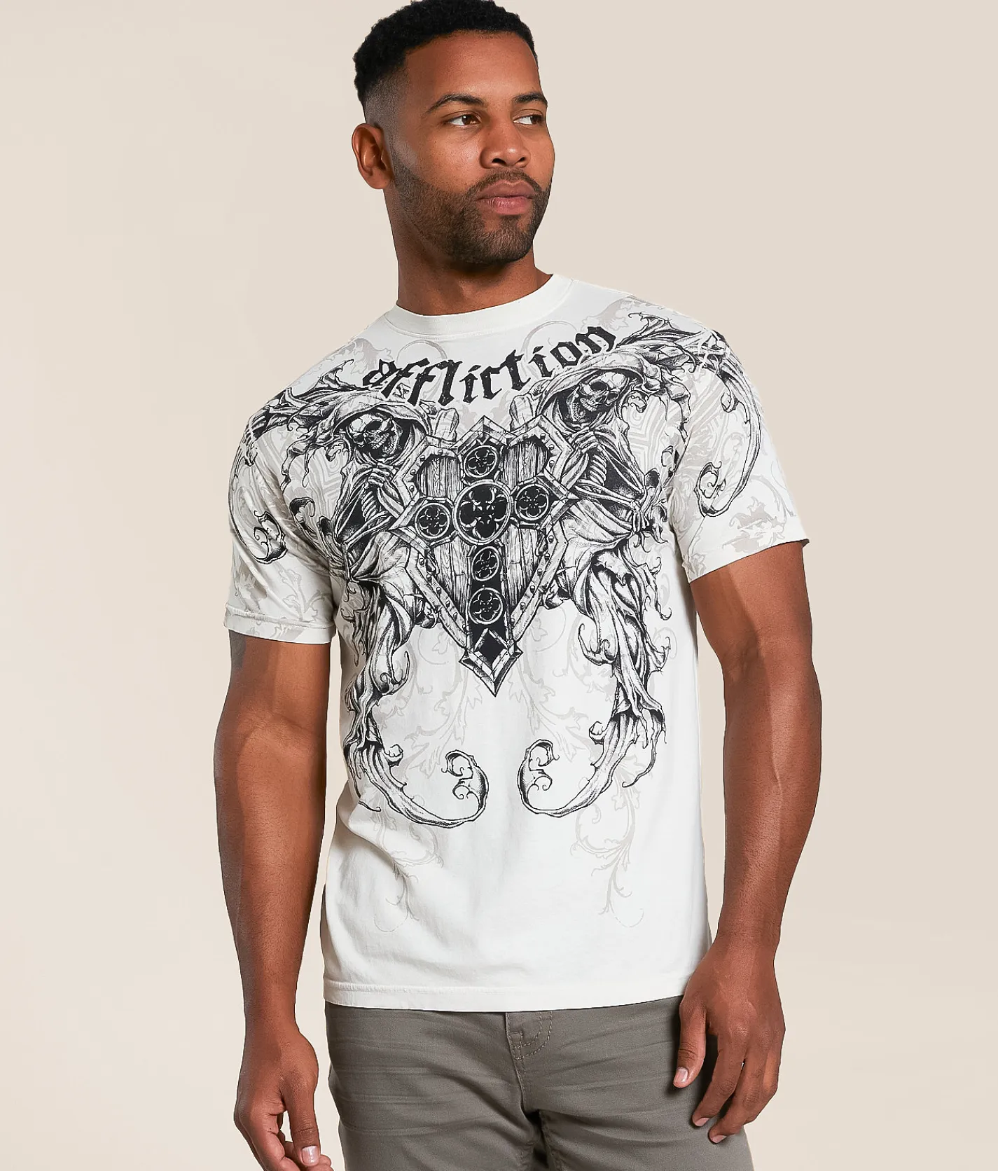 Tops|Graphic T-Shirts | Affliction Repent T-Shirt Off White