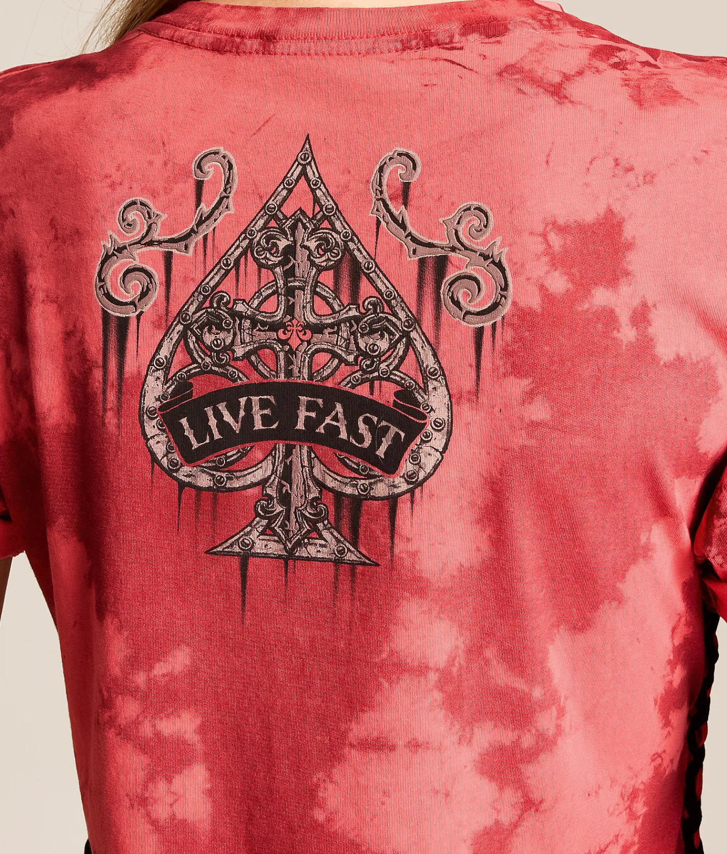 Tops | Affliction Requiem Steel Lace T-Shirt Coral Paradise Reactive