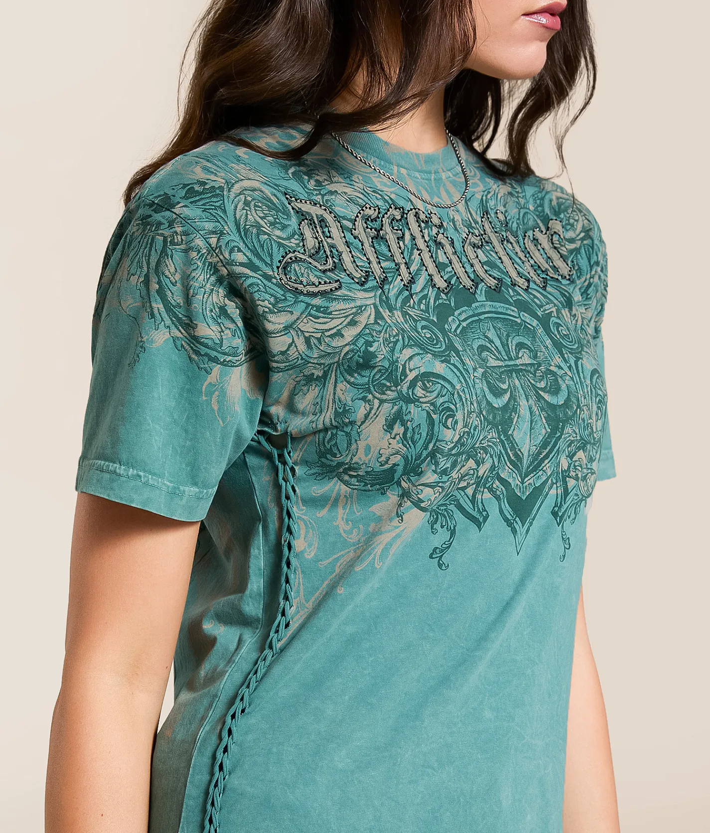 Affliction Residual Chaos T-Shirt Sagebrush Green Lava Wash Best