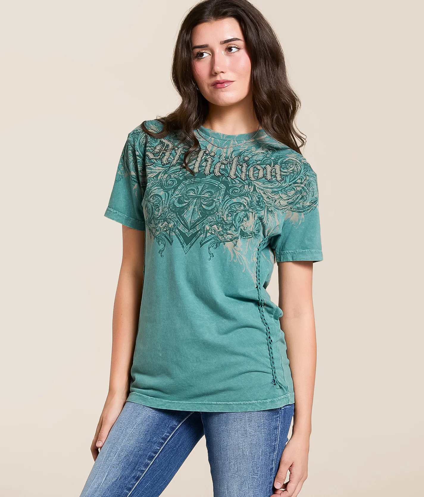 Affliction Residual Chaos T-Shirt Sagebrush Green Lava Wash Best
