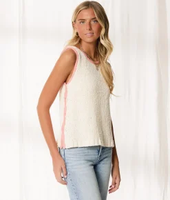 Tops | BKE Resort Edit - Contrast Trim Sweater Tank Top Cream