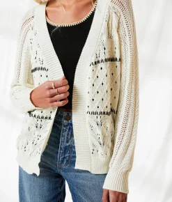 BKE Resort Edit - Crochet Cardigan Sweater Cream Online