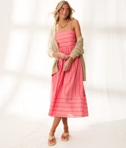 Dresses | BKE Resort Edit - Striped Midi Dress Tea Rose W Natural