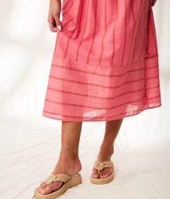 Dresses | BKE Resort Edit - Striped Midi Dress Tea Rose W Natural