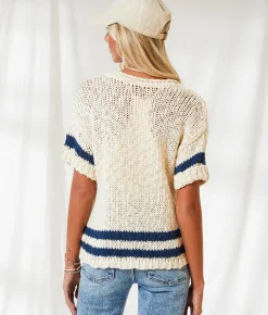 Tops | BKE Resort Edit - Striped Sweater Beige Navy