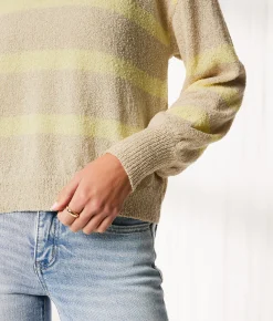 BKE Resort Edit - Striped Sweater White Blue Stripe Discount