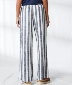Bottoms | BKE Resort Edit - Striped Wide Leg Pant Navy White Stripe