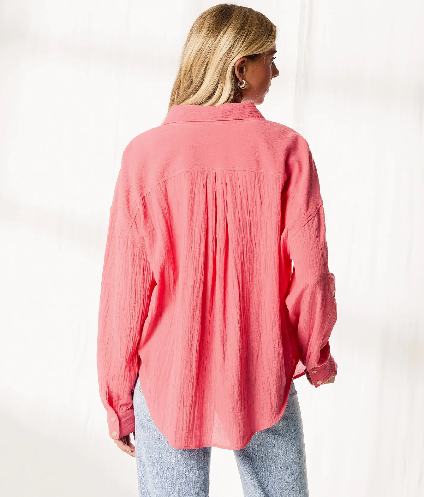 Tops | BKE Resort Edit - Textured Boyfriend Shirt Tea Rose