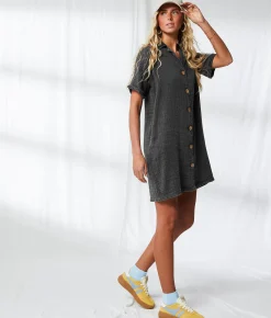 BKE Resort Edit - Washed Button Down Dress Washed Black Clearance