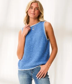Tops | BKE Resort Edit - Whipstitch Sweater Tank Top Regata Gardenia