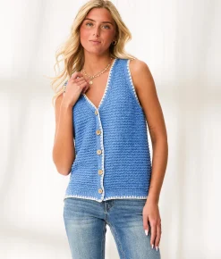 Tops | BKE Resort Edit - Whipstitch Sweater Tank Top Regata Gardenia