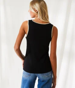 BKE Resort Edit - Whipstitch Tank Top Natural Hot