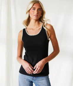 BKE Resort Edit - Whipstitch Tank Top Natural Hot