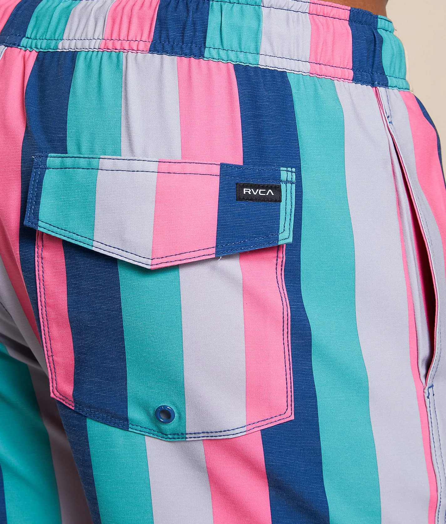 RVCA Resort Striped Stretch Swim Trunks Flamingo Sale
