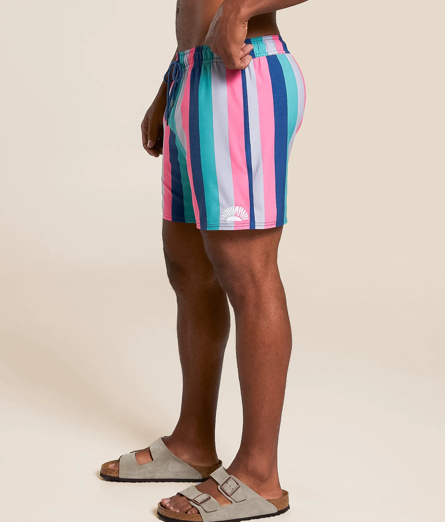 RVCA Resort Striped Stretch Swim Trunks Flamingo Sale
