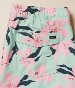 Bottoms|Swimwear | RVCA Resort Tropical Stretch Swim Trunks Blue Haze
