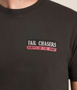Tops|Graphic T-Shirts | Tail Chasers Club Retrieve T-Shirt Vintage Black Pigment Dye