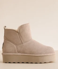 Shoes | Bearpaw Retro Daisy Platform Leather Ankle Boot Mushroom