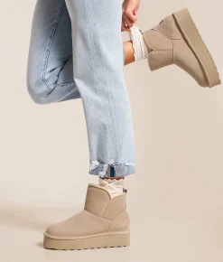 Shoes | Bearpaw Retro Daisy Platform Leather Ankle Boot Mushroom