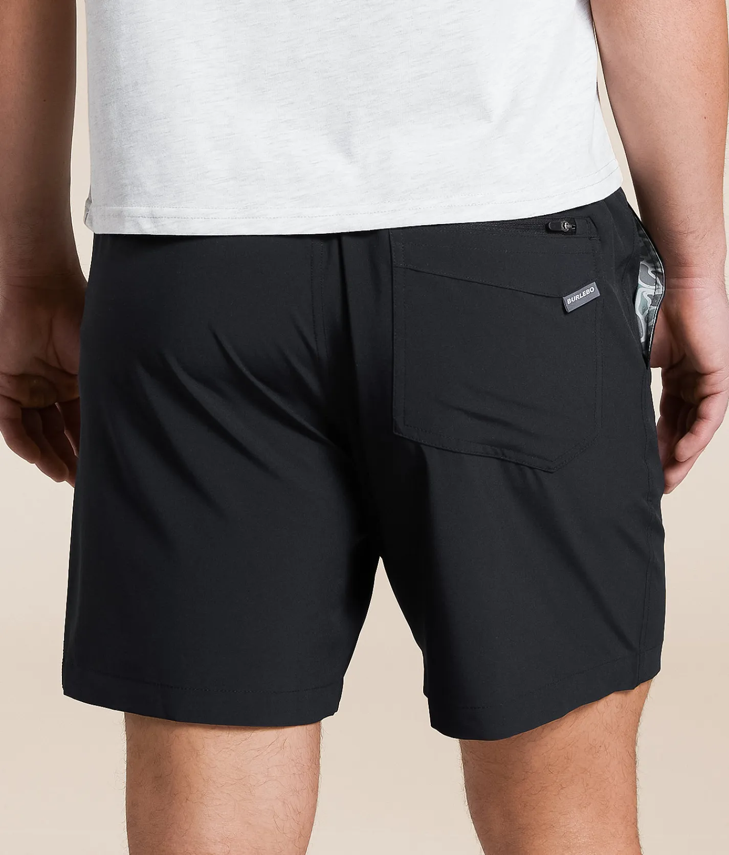 Bottoms|Activewear | BURLEBO Retro Duck Stretch Walkshort Matte Black
