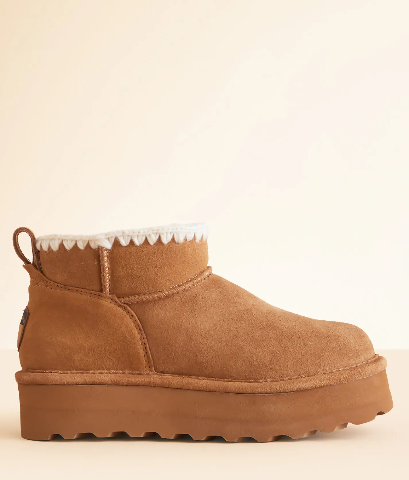 Bearpaw Retro Shorty Platform Leather Ankle Boot Hickory Clearance