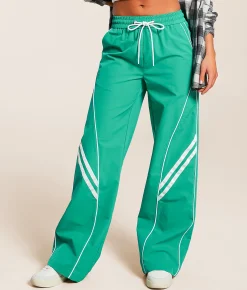 Vibrant M.I.U. Retro Striped Stretch Track Pant Green Discount