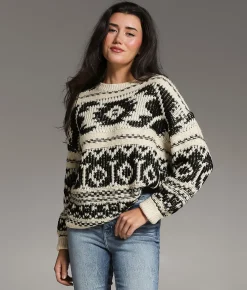 BKE Reverse Yarn Sweater Cream Black Online