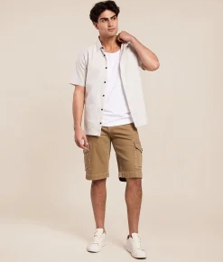 Bottoms|Shorts | Salvage Revolt Cargo Stretch Short Caramel Khaki