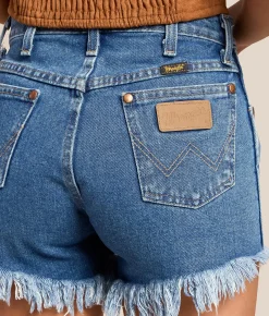 Bottoms|Shorts | Wrangler® Reworked Cut-Off Denim Short Dark Stone