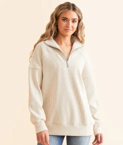 Varley Rhea Half Zip Pullover Chateau Grey White Cap Discount