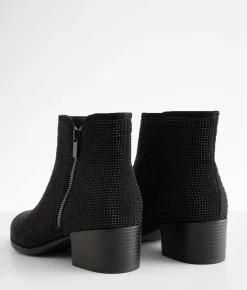 Mia Rhinestone Ankle Boot Black Clearance