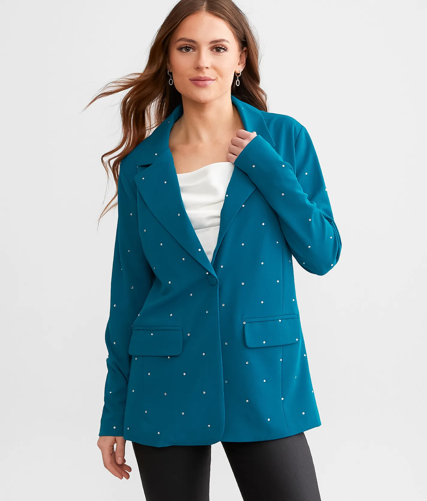 Willow & Root Rhinestone Blazer Deep Lagoon Clearance