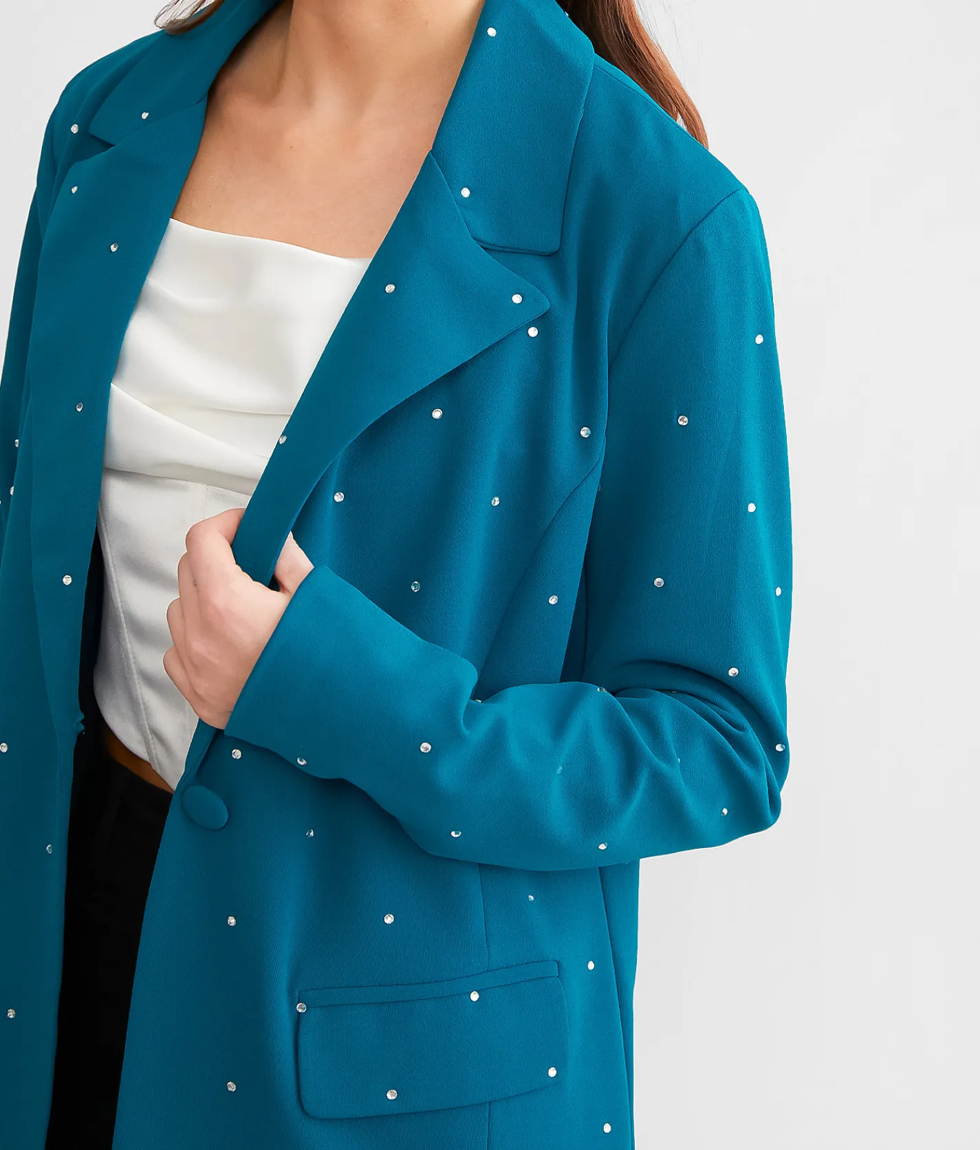Willow & Root Rhinestone Blazer Deep Lagoon Clearance
