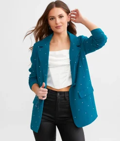Willow & Root Rhinestone Blazer Deep Lagoon Clearance
