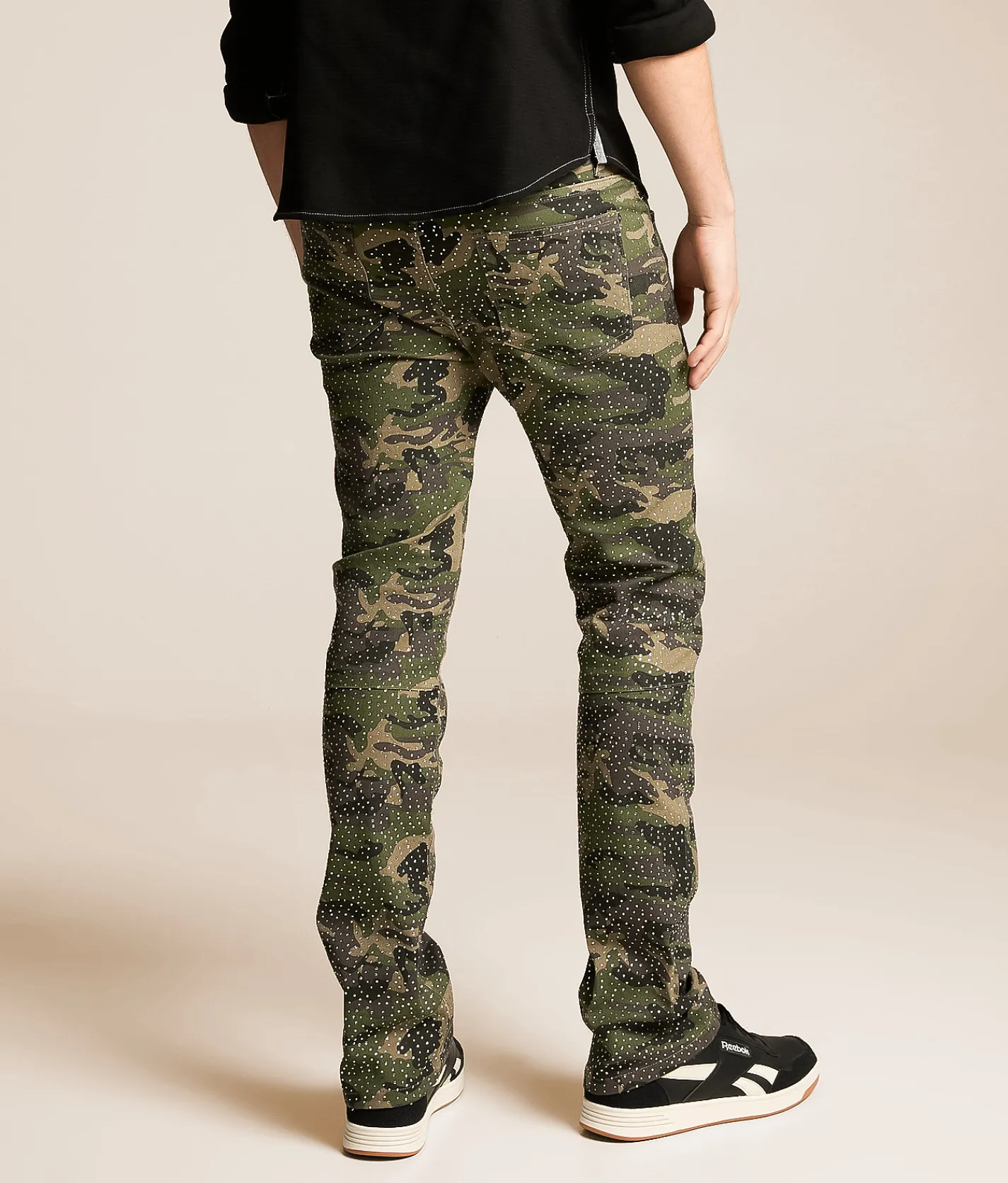 Waimea Rhinestone Stacked Stretch Jean Camo