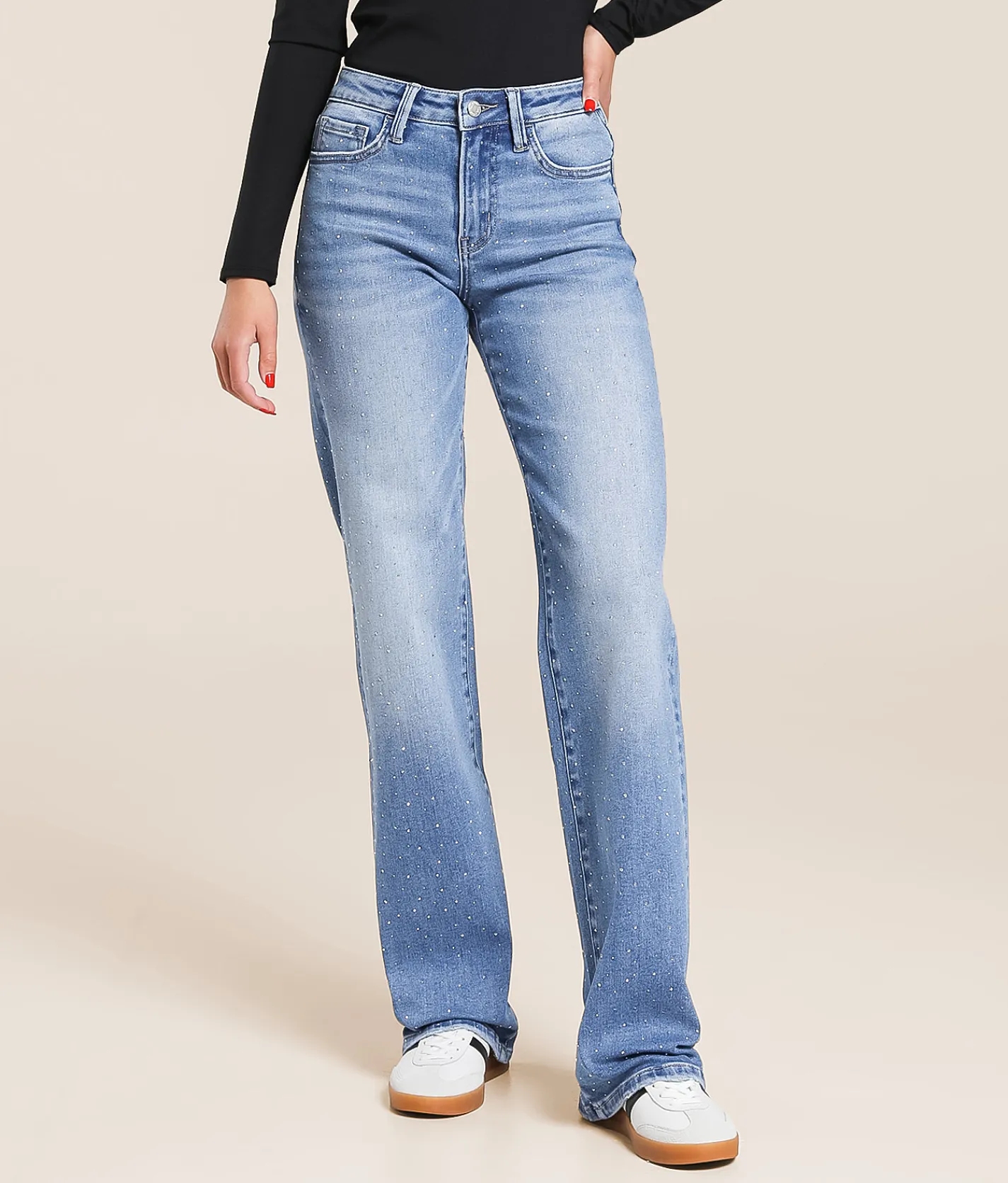 Jeans|Bottoms | VERVET by Flying Monkey Rhinestone Classic Straight Jean Love Landing