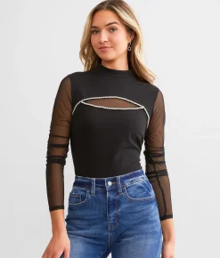 Tops | red by BKE Rhinestone Cut-Out Top Black