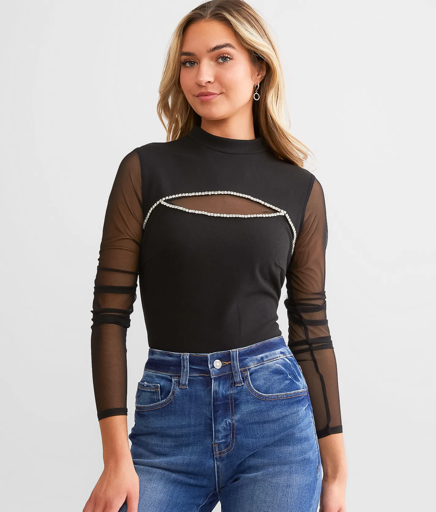 Tops | red by BKE Rhinestone Cut-Out Top Black