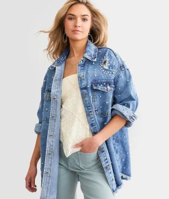 Tops|Coats & Jackets | Veveret Rhinestone Denim Jacket Medium Wash