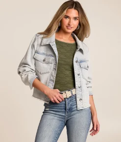 Tops|Coats & Jackets | Ci Sono Rhinestone Denim Stretch Jacket Light Wash