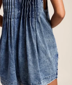 Rompers & Jumpsuits | Veveret Rhinestone Front Tie Denim Romper Medium Wash