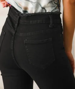 Jeans|Bottoms | Blue B Rhinestone High Rise Cropped Flare Jean Black