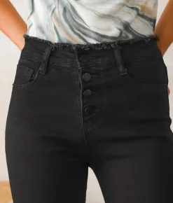 Jeans|Bottoms | Blue B Rhinestone High Rise Cropped Flare Jean Black
