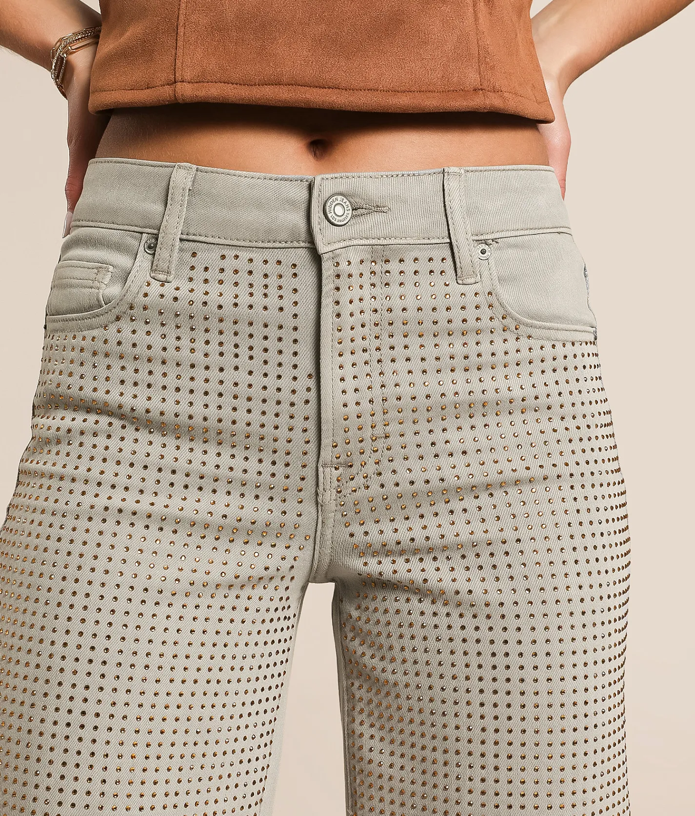 HIDDEN Rhinestone Logan Dad Stretch Jean Gravel Rhinestone Discount