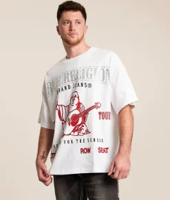 Graphic T-Shirts | True Religion Rhinestone Oversized T-Shirt Optic White