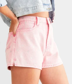 Bottoms|Shorts | Blue B Rhinestone Star Ultra High Rise Short Hot Pink