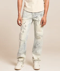 Smoke Rise® Rhinestone Straight Stretch Jean Daisy Blue Outlet