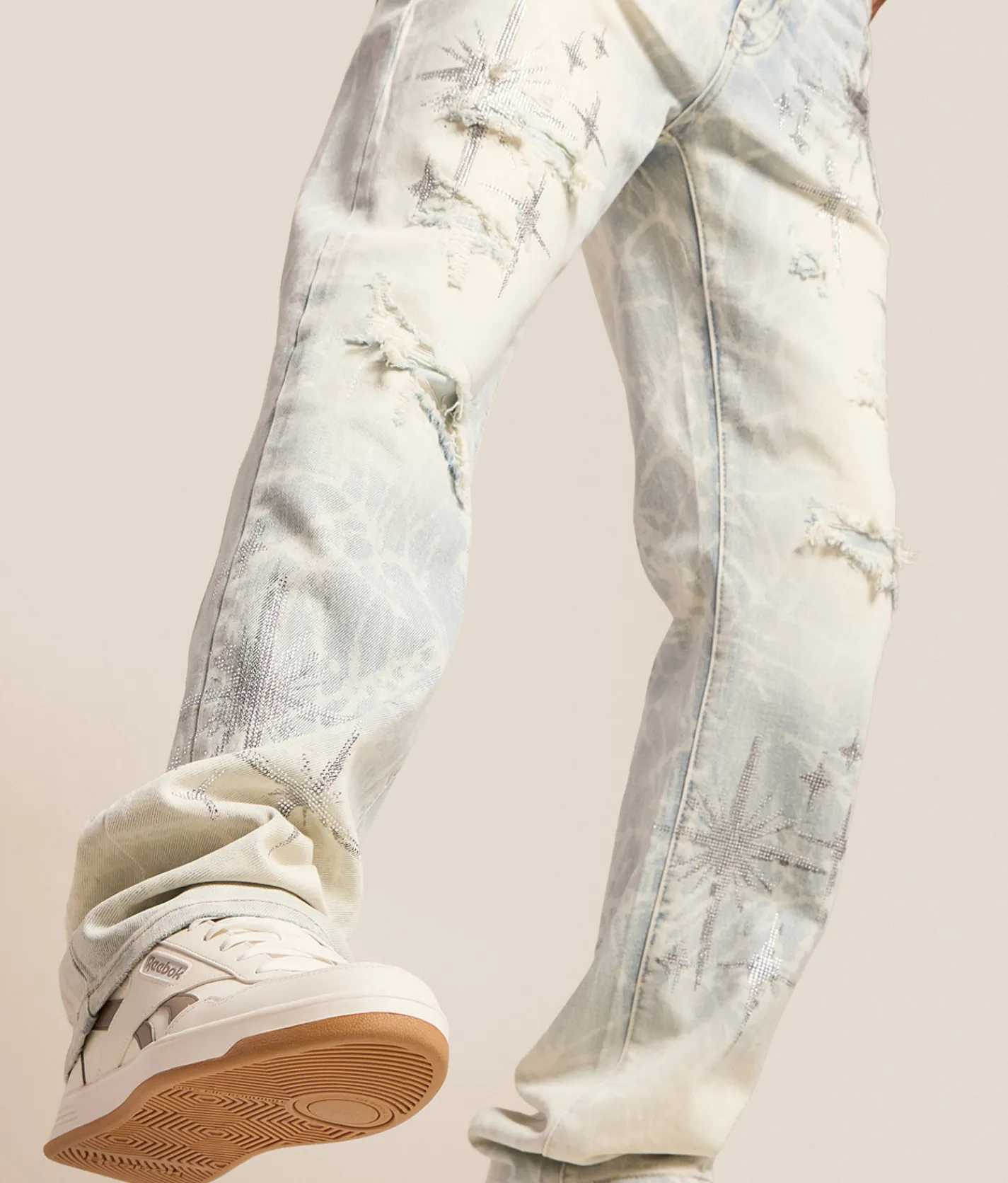 Smoke Rise® Rhinestone Straight Stretch Jean Daisy Blue Outlet